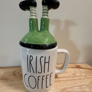 Rae Dunn Irish Coffee Mug with Green and Black Hat Lid